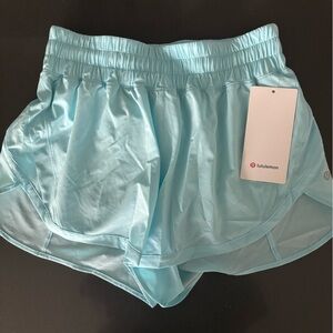 NEW Lululemon Track That High Rise Lined Shorts, 3" Length, Cyan Blue, Size 8